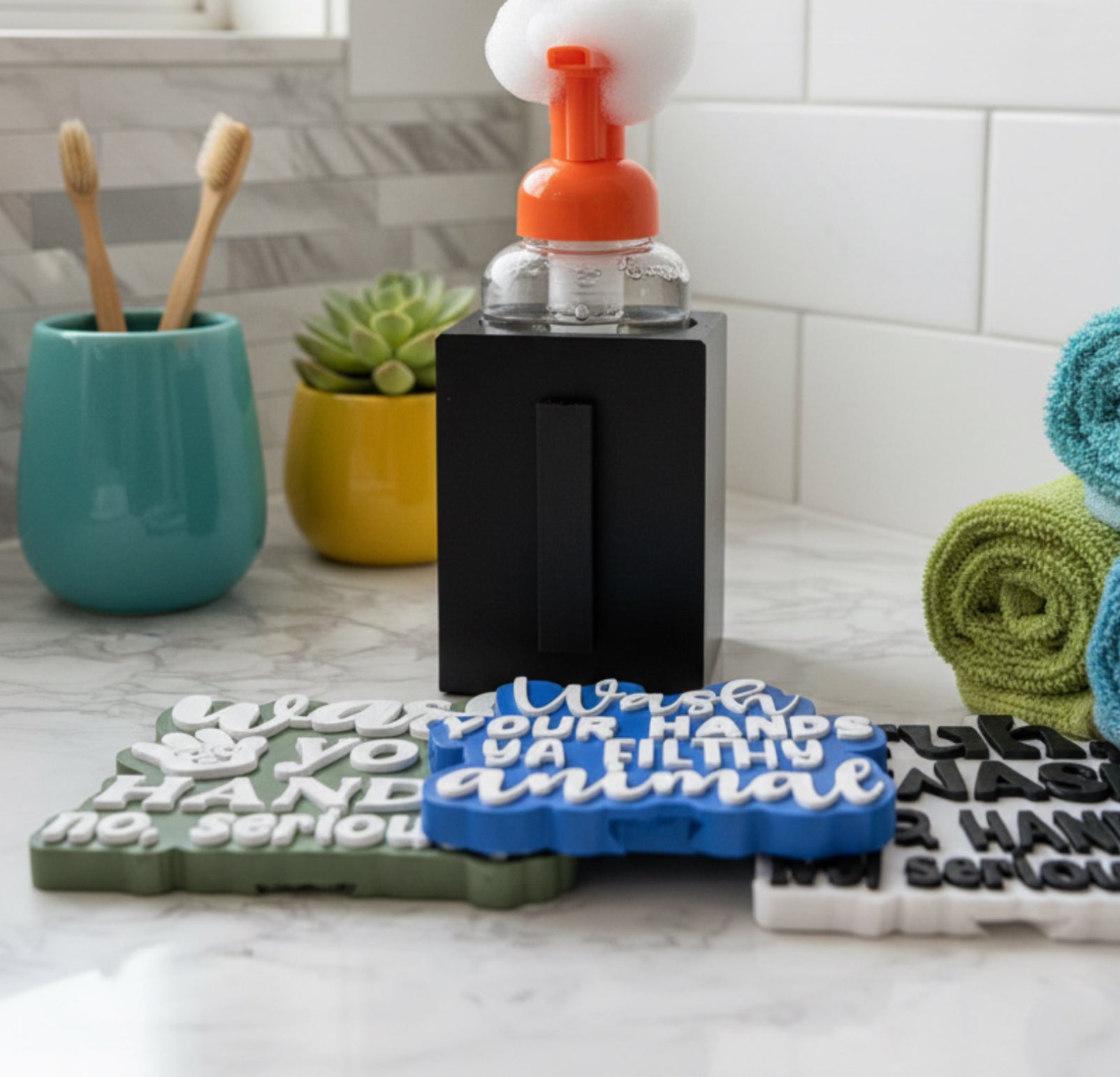 Foaming Soap Holder w/ Changeable Face Plate