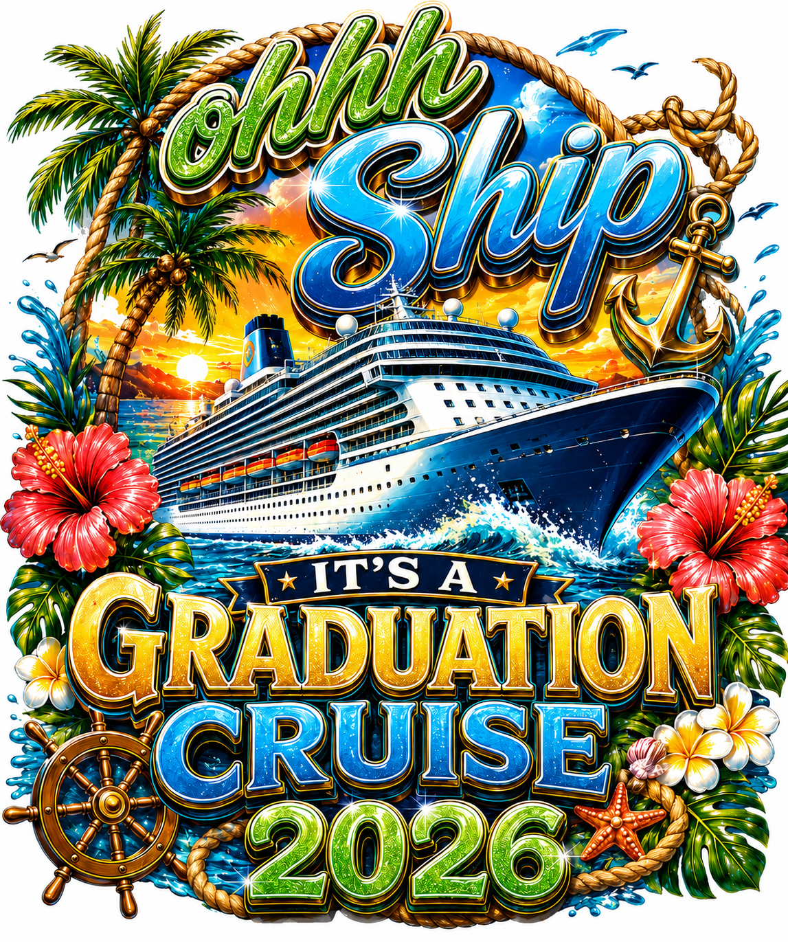 Ohhh Ship Graduation Cruise 2026 T-Shirt Design