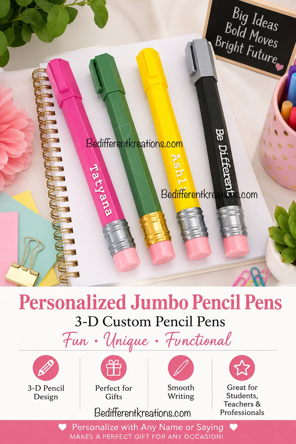 Personalized 3D Printed Jumbo Pencil Pen