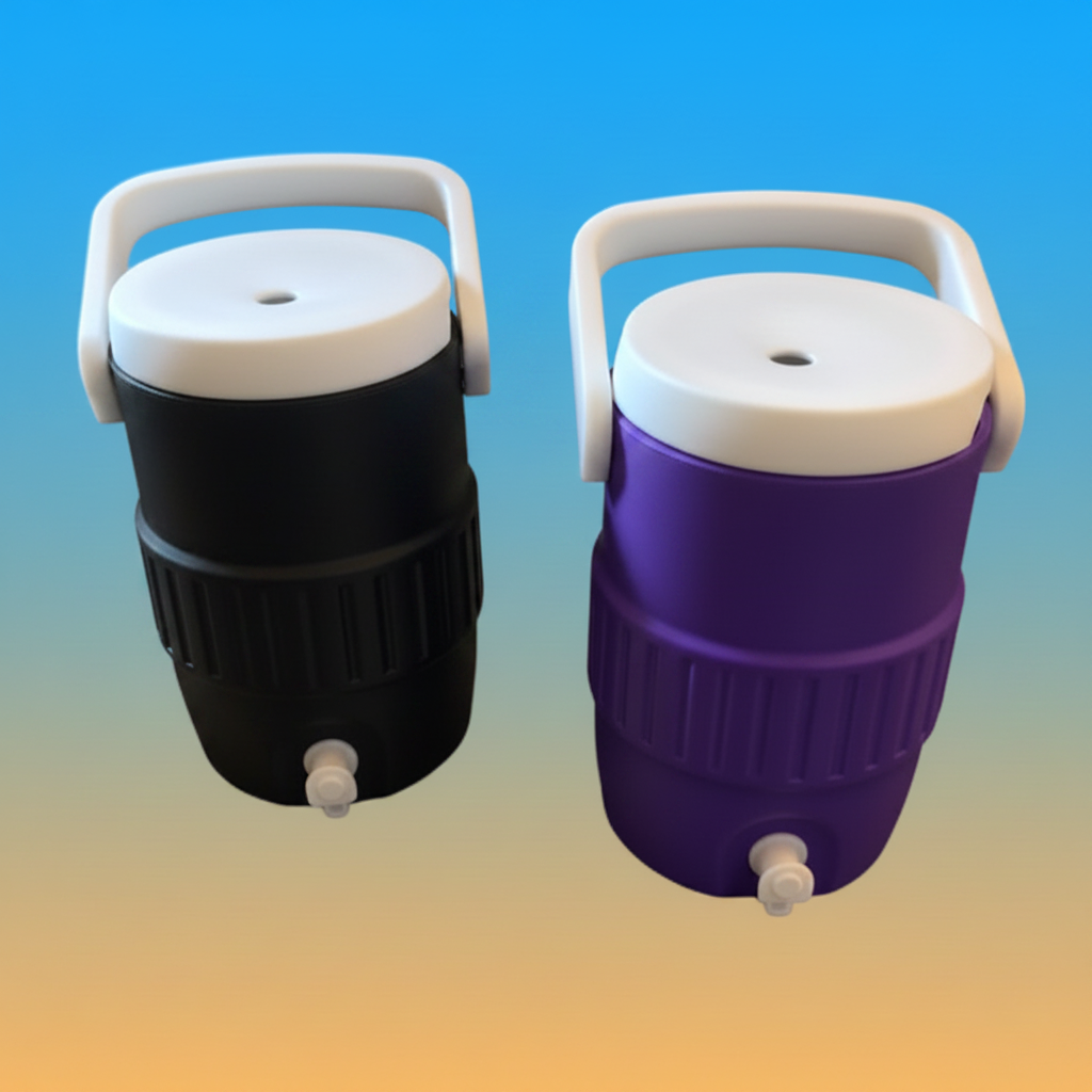 Black and Purple Koozies on Gradient Background