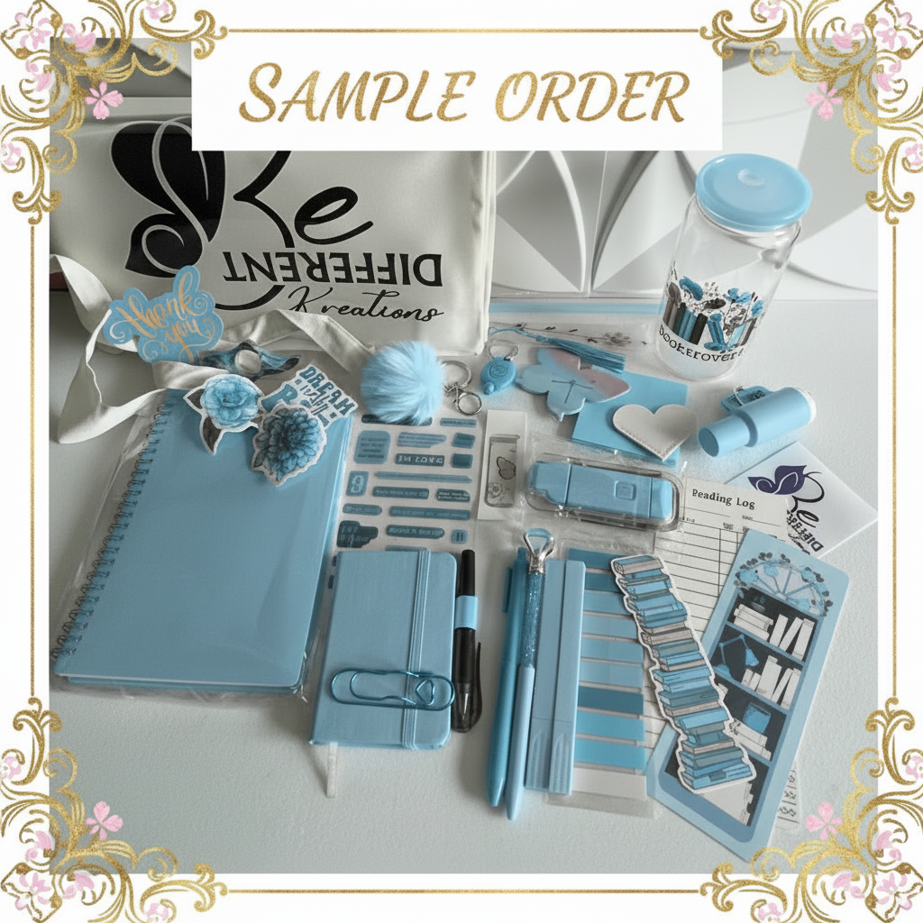 Light blue stationery sample order