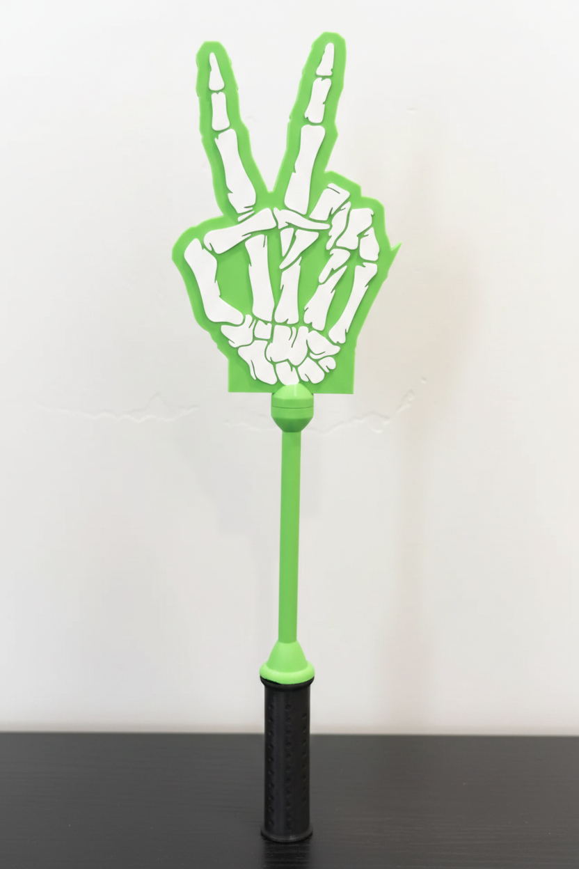 Neon Green Skeleton Hand Wand - Clean Background