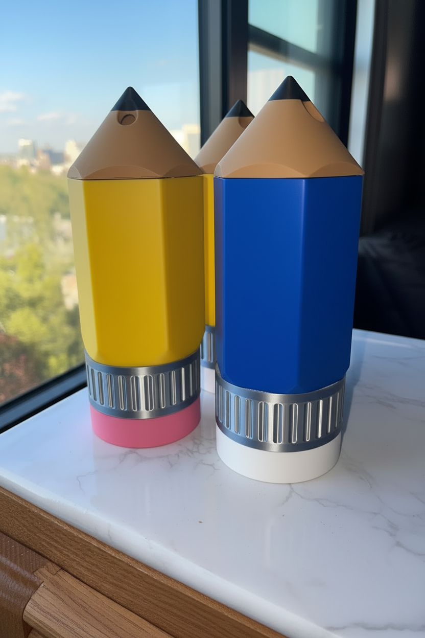 Pencil Tumblers - Yellow and Royal Blue