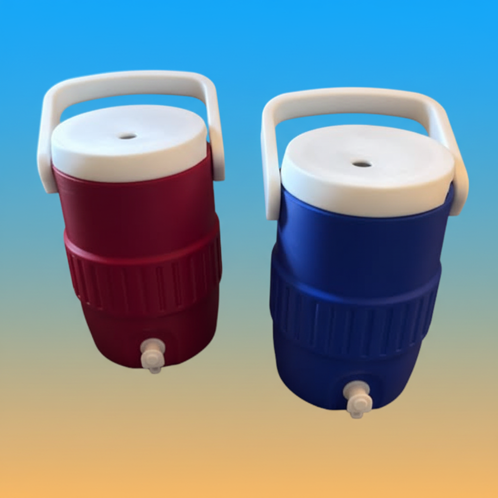 Red and Blue Koozies on Gradient Background