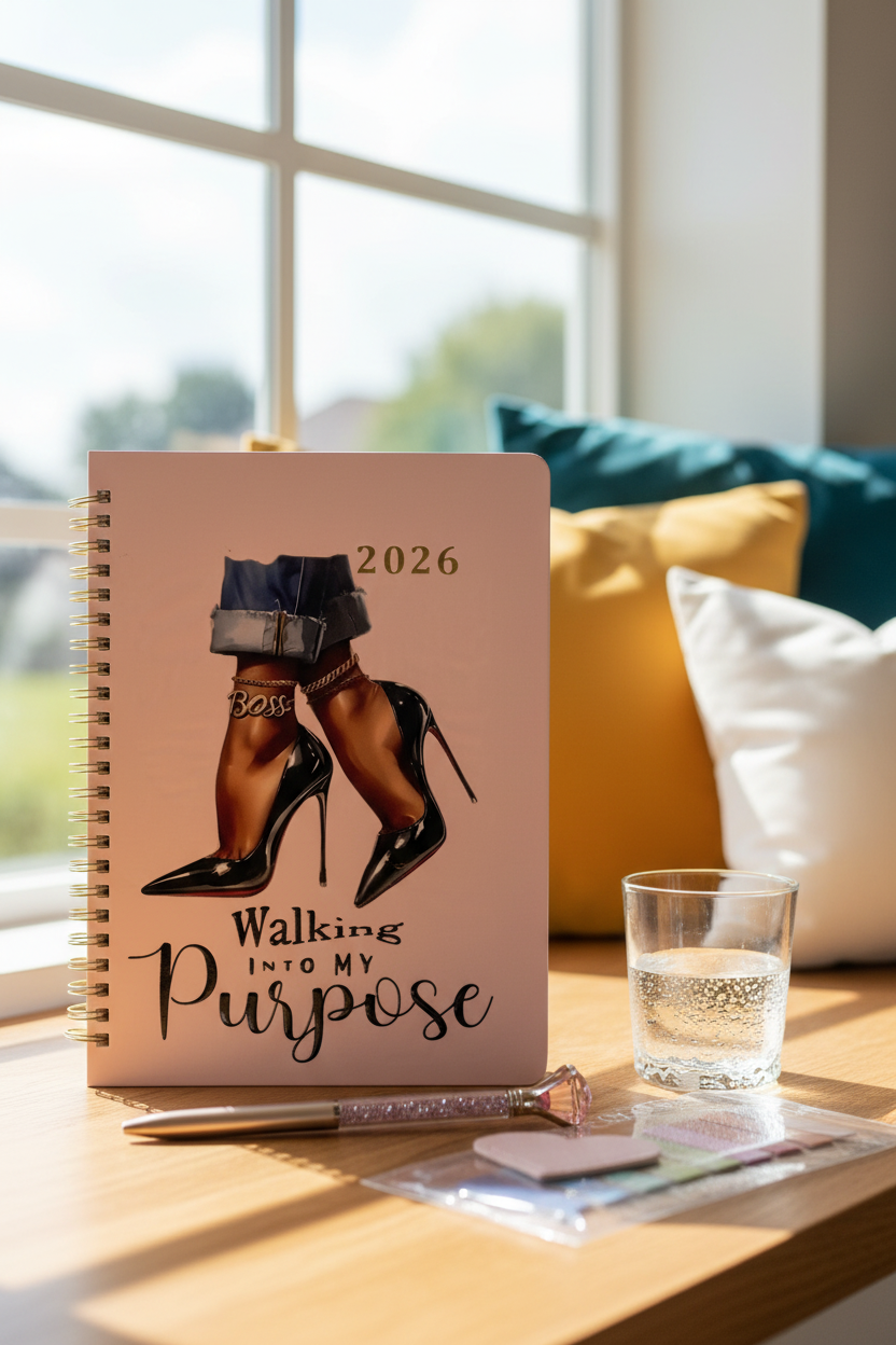 Walking Into My Purpose Pink Planner - Window Seat Background