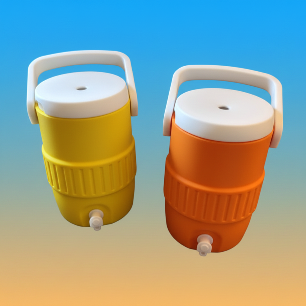 Yellow and Orange Koozies on Gradient Background