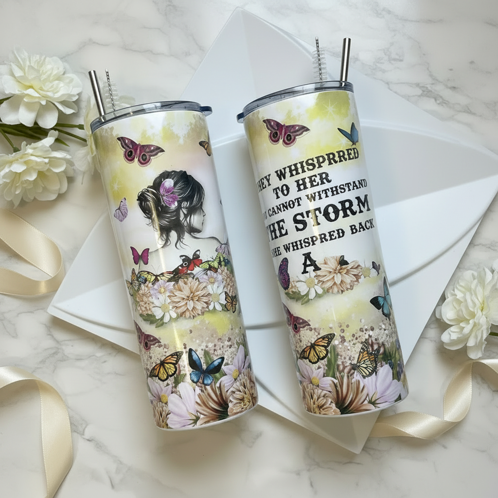 Yellow Butterfly Tumbler - Upright