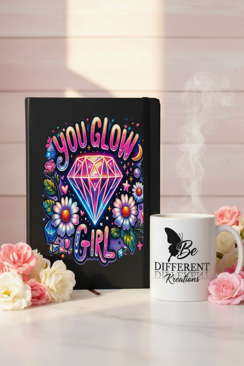 You Glow Girl Black Journal - Exact - Floral Scene